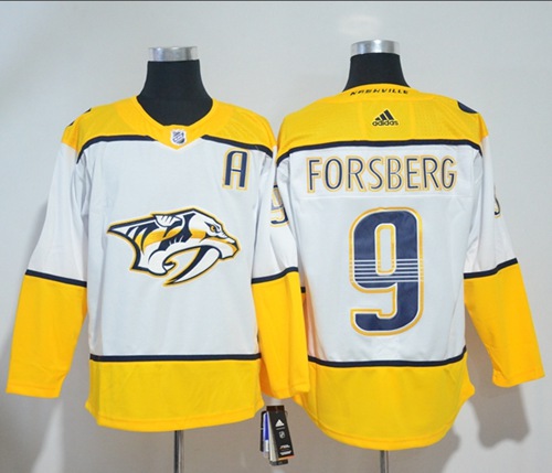 Adidas Men Nashville Predators #9 Filip Forsberg White Road Authentic Stitched NHL Jersey
